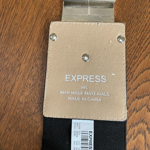 Express Snakeskin & Black Elastic, M/L. Lg 3” silver hook clasp closure. VG cond - Picture 3 of 5